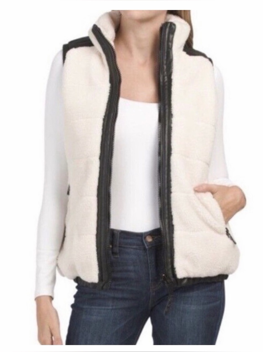 Rebecca Minkoff Sherpa and faux leather vest reversible